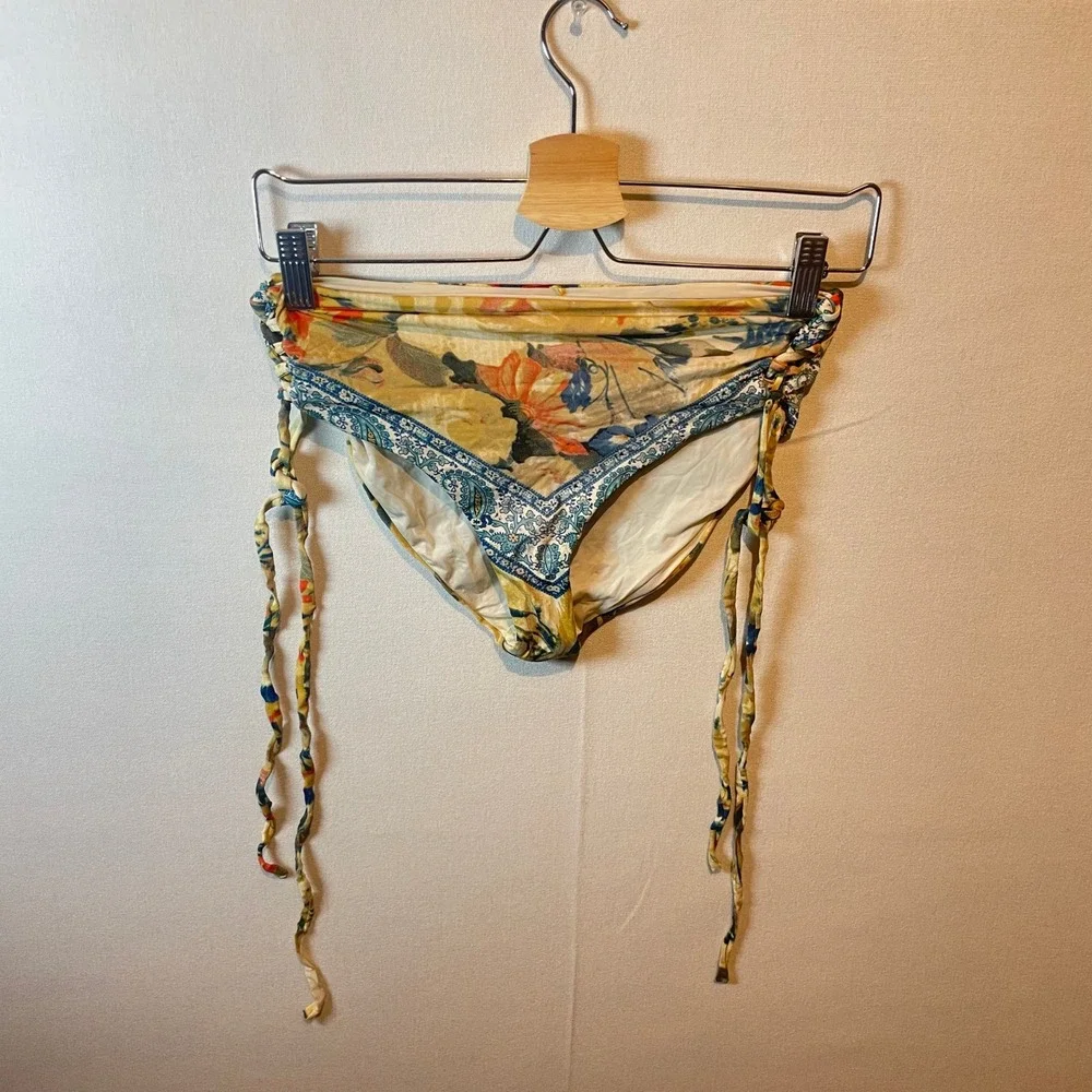 WET by Beach Rays Floral Print Bikini Bottoms Tie‎ Sides Ruched Waist - Size S